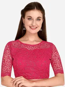 Amrutam Fab Women Pink Embroidered & Sequinned Saree Blouse
