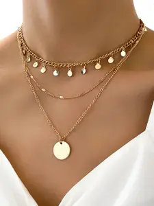 Shining Diva Fashion Shining Diva Women Fashion Gold-Toned Gold-Plated Layered Necklace