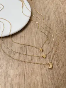 Shining Diva Fashion Gold-Toned Gold-Plated Necklace