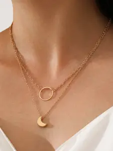 Shining Diva Fashion Gold-Toned Layered Necklace