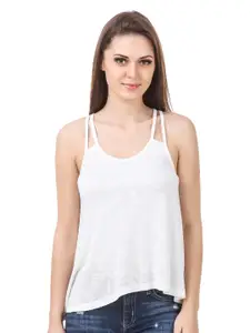LE BOURGEOIS Off White Solid Tank Top