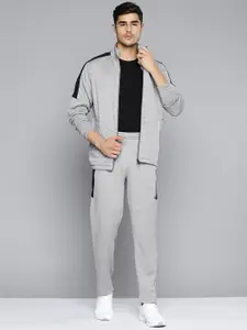 Alcis Men Grey Melange Solid Tracksuit with Side Detail