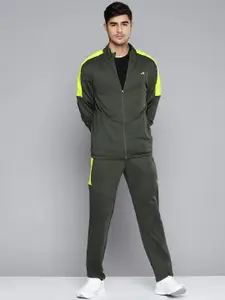 Alcis Men Olive Green Solid Tracksuit