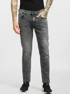 Jack & Jones Men Black Skinny Fit Low-Rise Low Distress Heavy Fade Jeans
