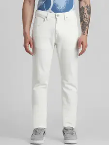 Jack & Jones Men White Skinny Fit Low-Rise Highly Distressed Jeans