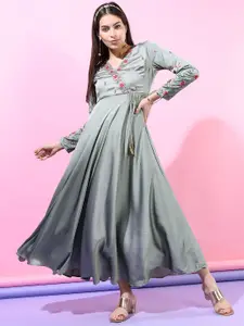 Vishudh Women Turquoise Blue Solid Dress