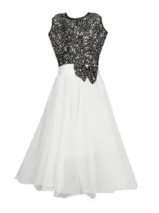 White World Silver-Toned Embellished Net Maxi Dress