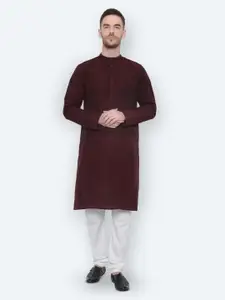 Latest Chikan Garments Men Maroon Floral Kurta