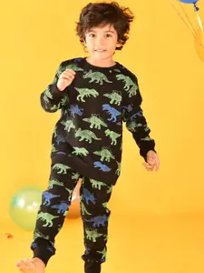Anthrilo Boys Black & Green Printed Top with Trousers