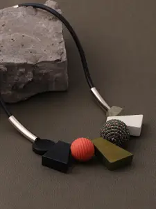 SOHI Gold-Toned & Black Gold-Plated Necklace