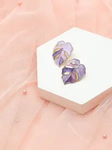 SOHI Purple Gold Plated Contemporary Studs Earrings