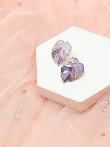 SOHI Purple Gold Plated Contemporary Studs Earrings