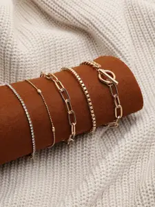 SOHI Women Set Of 5 Gold-Plated Link Bracelet