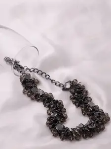 SOHI Silver-Toned & Black Silver-Plated Necklace
