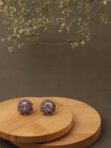 SOHI Lavender Gold-Plated Classic Studs Earrings