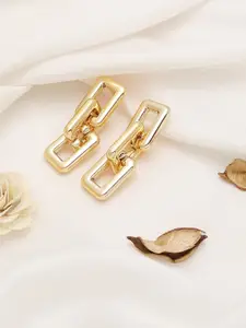 SOHI Gold-Toned Contemporary Studs Earrings