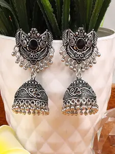 Jewelz Women Silver-Toned Contemporary Jhumkas Earrings