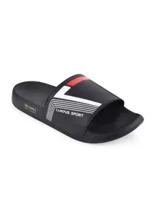 Campus Men Black & Red Printed Sliders