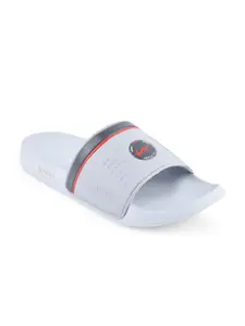Campus Men Grey & Red Printed Sliders