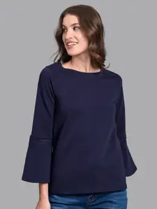 Beverly Hills Polo Club Women Navy Blue Drop-Shoulder Sleeves T-shirt