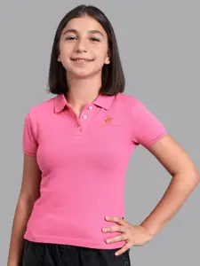 Beverly Hills Polo Club Girls Pink Polo Collar T-shirt