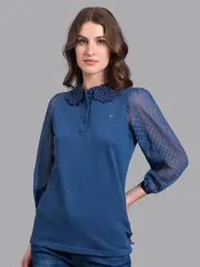 Beverly Hills Polo Club Blue Peter Pan Collar Top