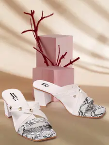 TWIN TOES White Block Sandals