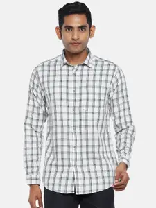 BYFORD by Pantaloons Men Off White Slim Fit Checked Casual Shirt