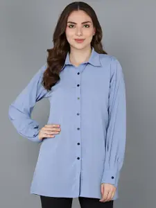 Fashfun Women Blue Casual Shirt Longline Top