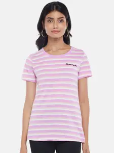 Honey by Pantaloons Women Purple Striped T-shirt