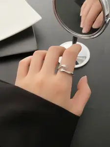 Vembley Silver-Toned Gold-Plated Adjustable Finger Ring