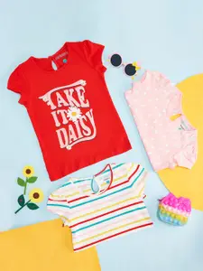 Pantaloons Junior Off White & Red Striped Top