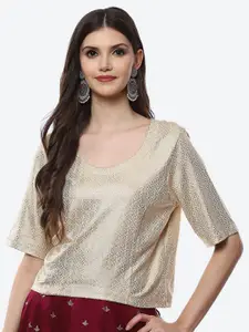 Biba Beige Geometric Printed Regular Top