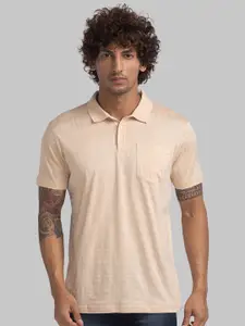 Park Avenue Men Beige Polo Collar Slim Fit T-shirt