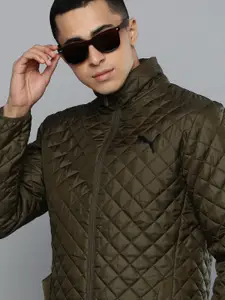 Puma Men Olive Green Self Design Lightweight Slim Fit dryCELL Tailored Jacket