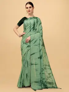 Indian Women Green Abstract Print Polycotton Saree