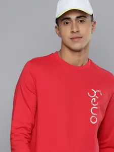 one8 x PUMA Men Red Slim Fit Virat Kohli Logo Crew Sweatshirt