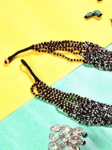 Bamboo Tree Jewels Black & Gold-Toned Afghan Necklace