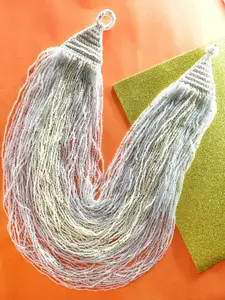 Bamboo Tree Jewels White & Beige Afghan Necklace