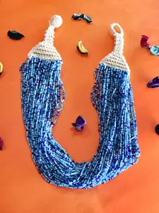 Bamboo Tree Jewels Blue & Off White Necklace