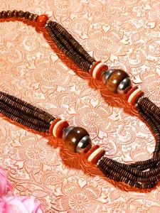 Bamboo Tree Jewels Brown & Orange Afghan Necklace