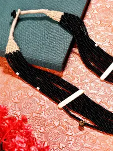 Bamboo Tree Jewels Black & White Afghan Necklace