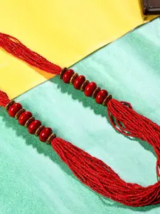 Bamboo Tree Jewels Orange Afghan Necklace