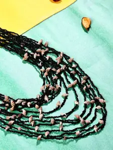 Bamboo Tree Jewels Black & Gold-Toned Necklace