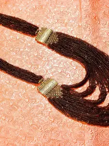 Bamboo Tree Jewels Brown & Gold-Toned Afghan Necklace