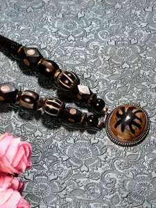 Bamboo Tree Jewels Black & Brown Afghan Necklace