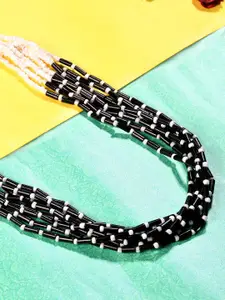 Bamboo Tree Jewels Black & White Afghan Necklace