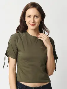 Pepe Jeans Women Olive Green T-shirt