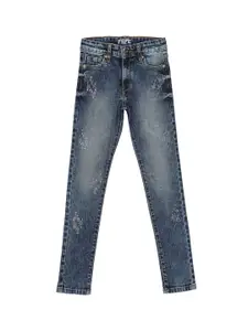Pepe Jeans Girls Blue Skinny Fit High-Rise Low Distress Heavy Fade Jeans