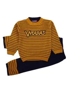 V-Mart Boys Mustard & Black Printed T-shirt with Trousers